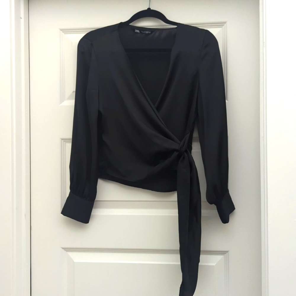 Black satin blouse